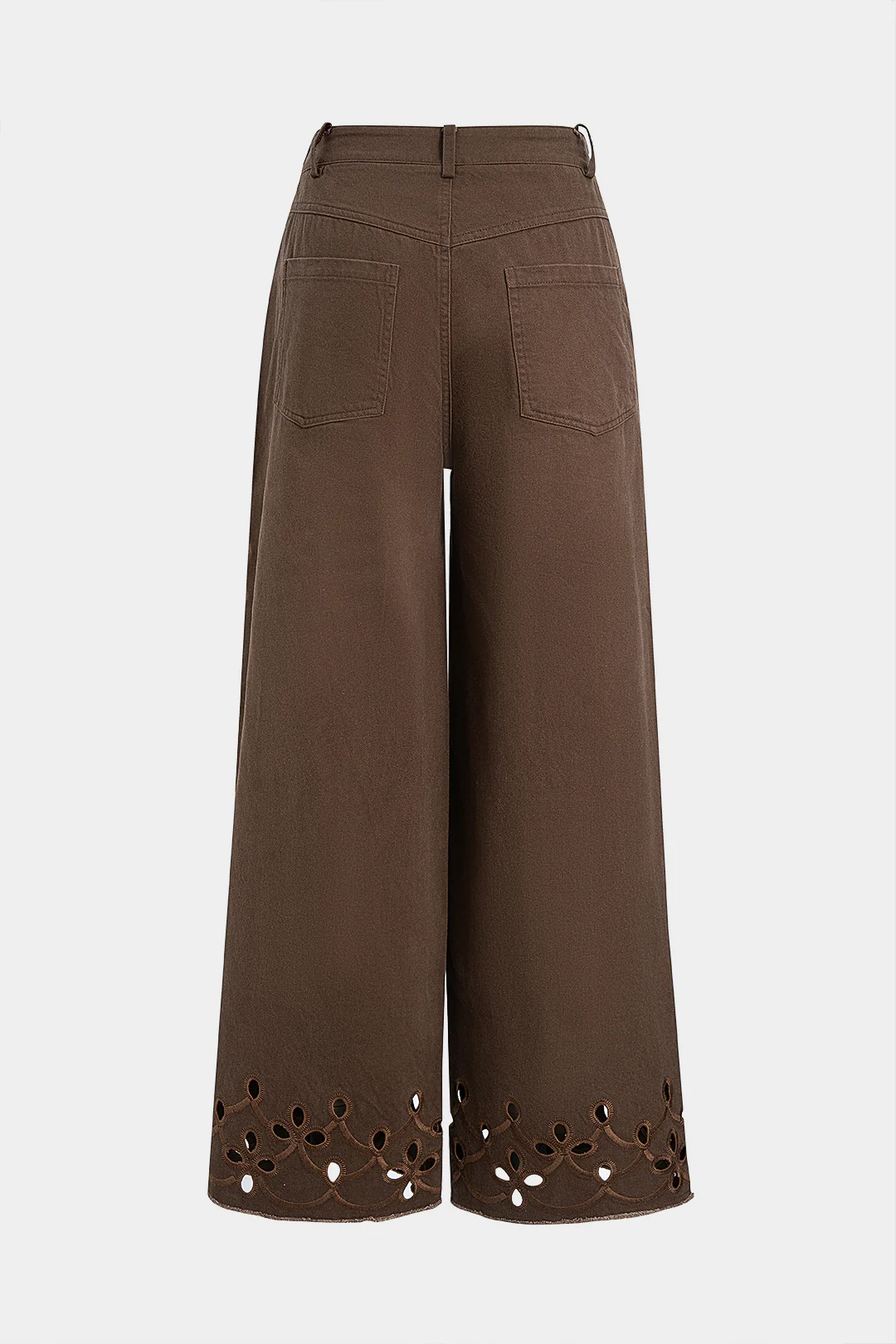 Embroidery Hem Wide Leg Pants - Weenar