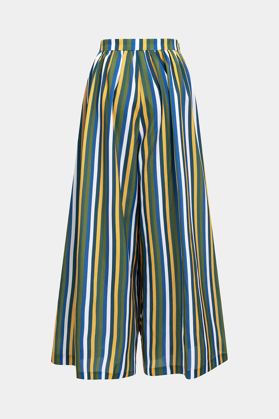 Contrast Stripe Print Ruched Tie Front Trousers - Weenar