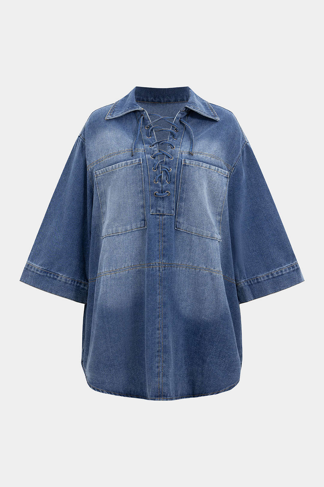 Denim Tie-Up Long Sleeve Shirt - Weenar