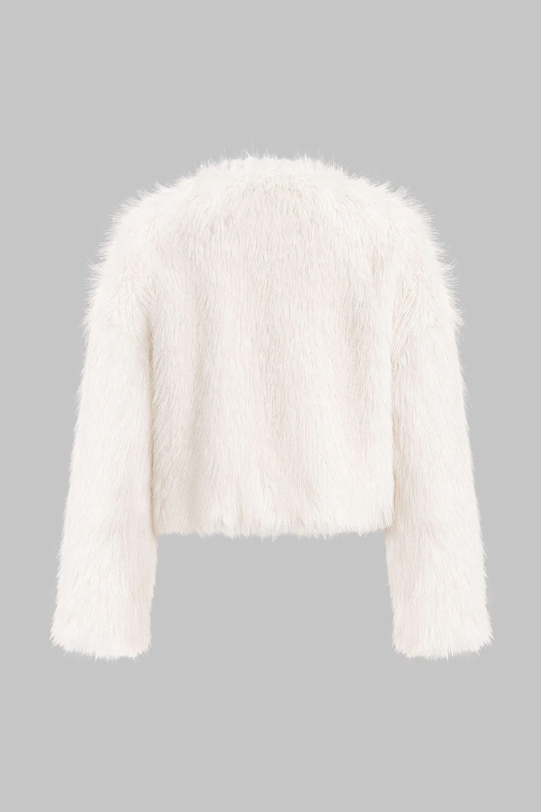 Faux Fur Round Neck Cropped Coat - Weenar