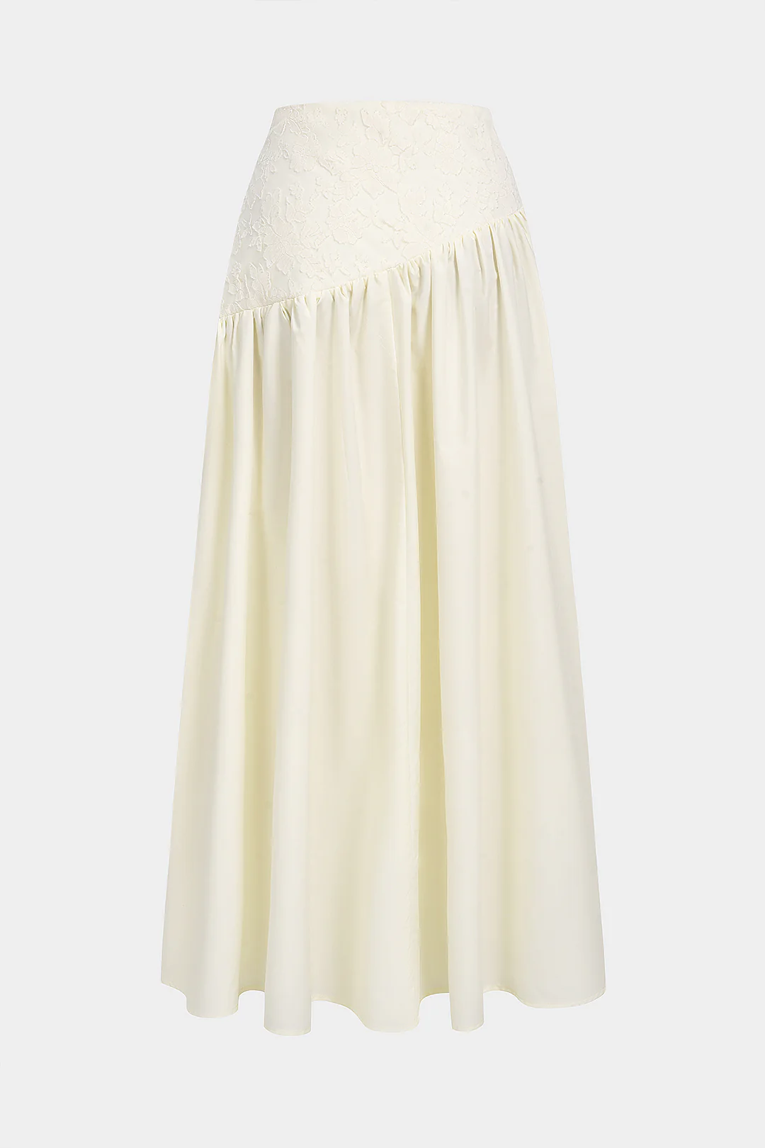 Lace Patchwork Textured Asymmetrical Ruched Skirt - Weenar