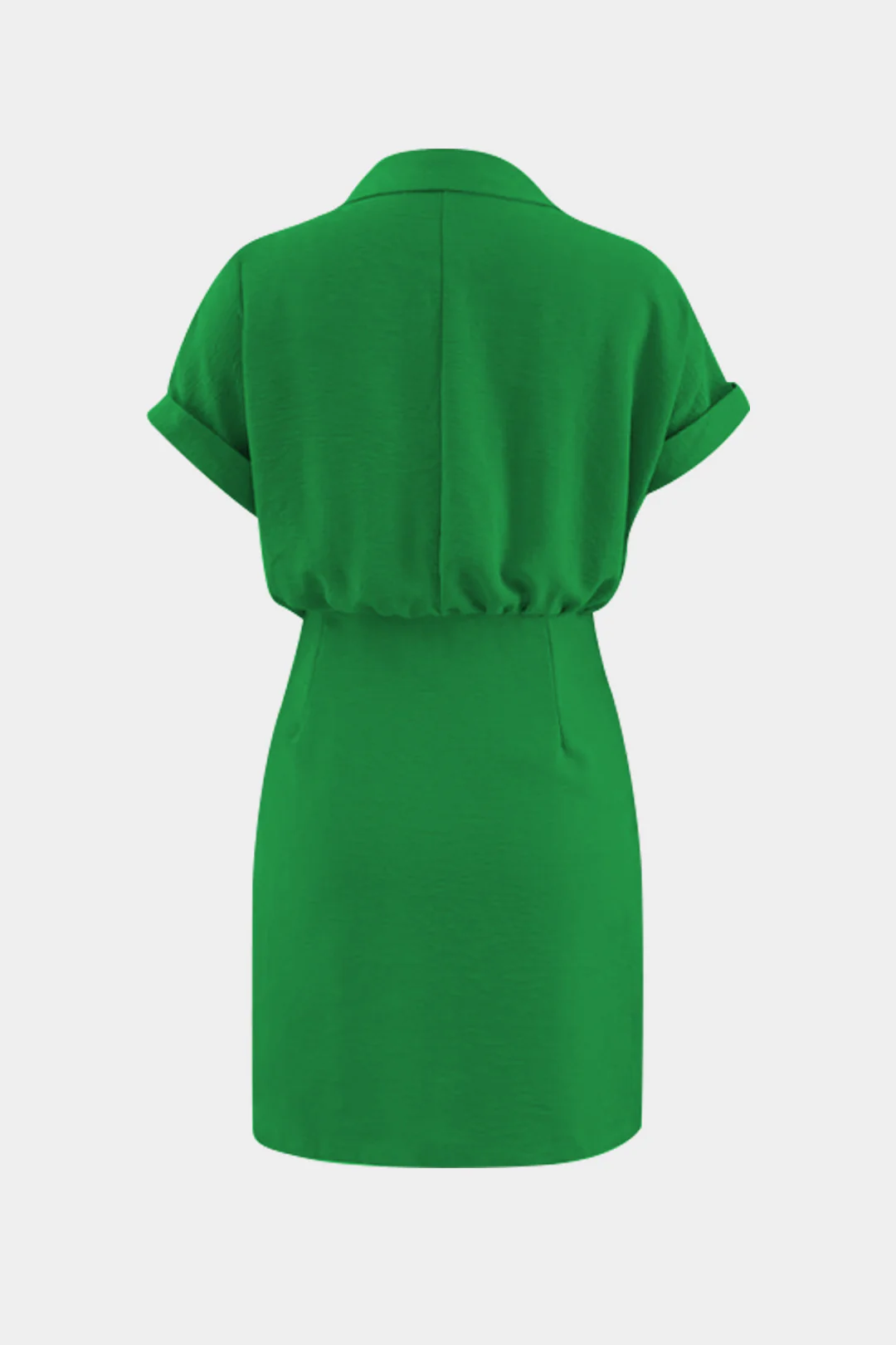 V-Neck Ruched Short Sleeve Midi Dress - Weenar