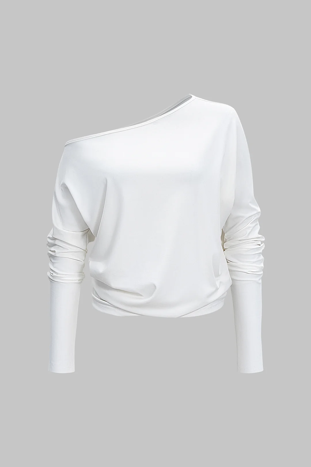 One Shoulder Asymmetrical Neck Long-Sleeve Top - Weenar