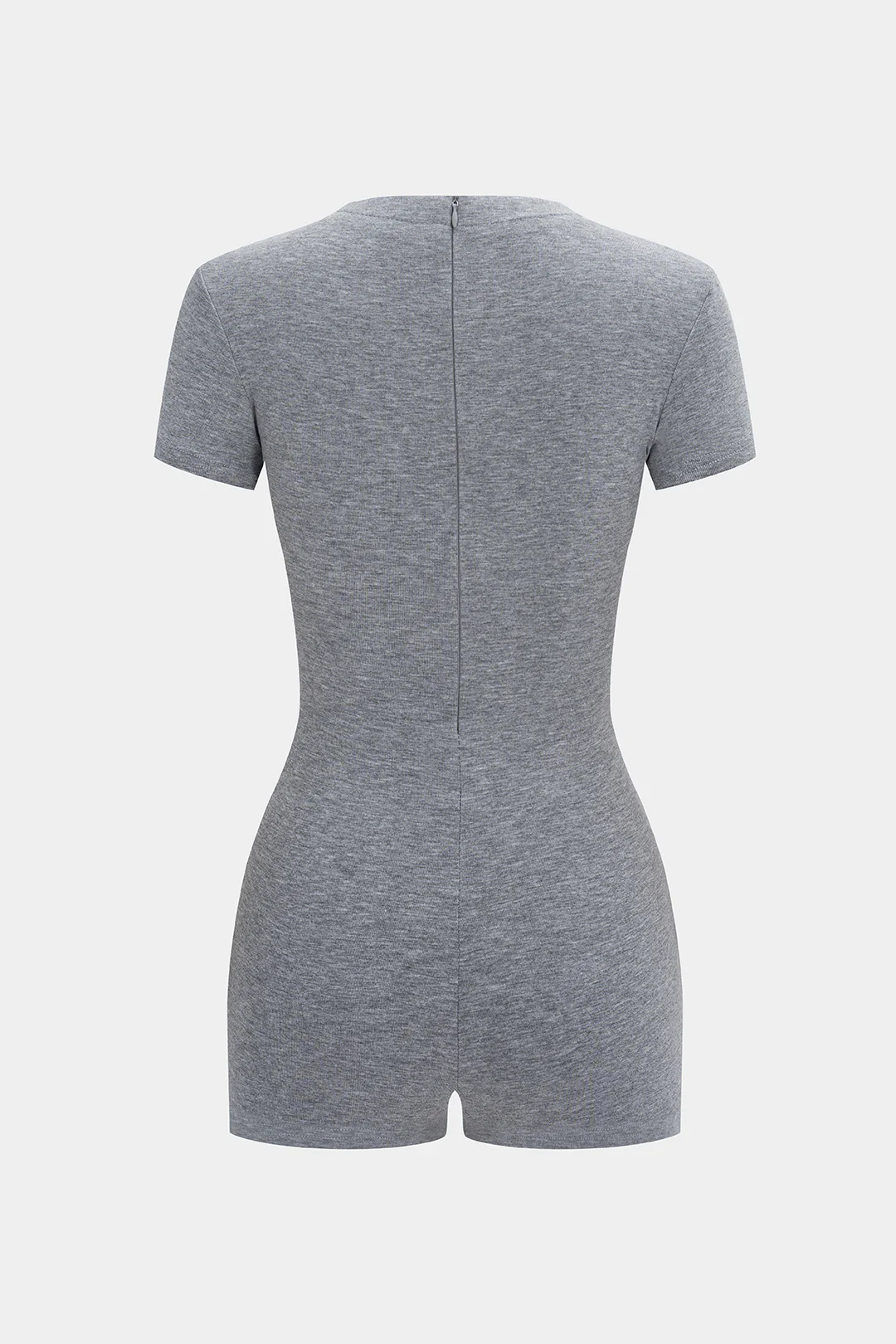 Zipper Strappy V-Neck Short Sleeve Romper - Weenar