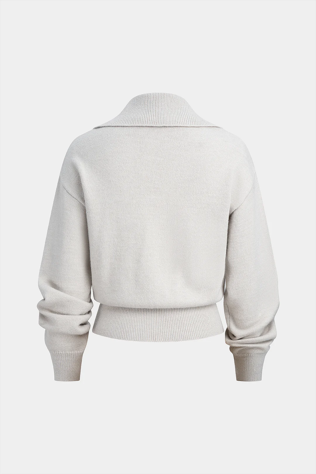 Knit Button Polo Collar Long-Sleeve Top - Weenar