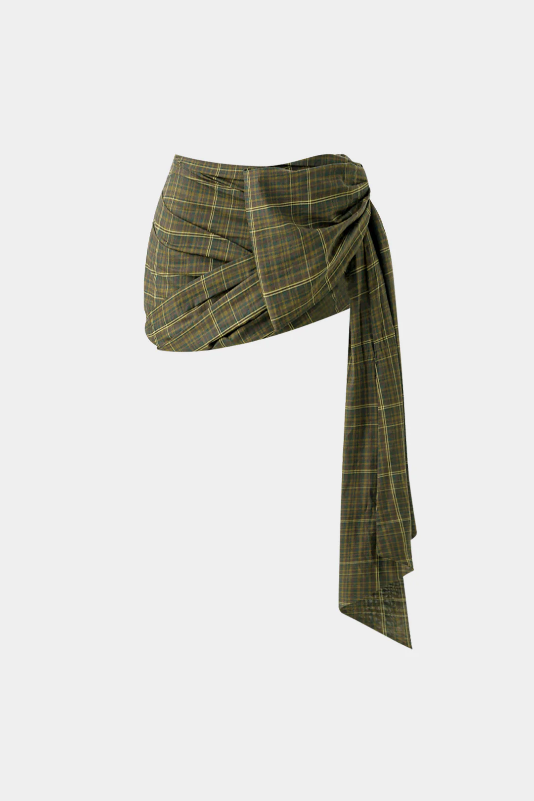 Plaid Print Asymmetrical Skirt - Weenar