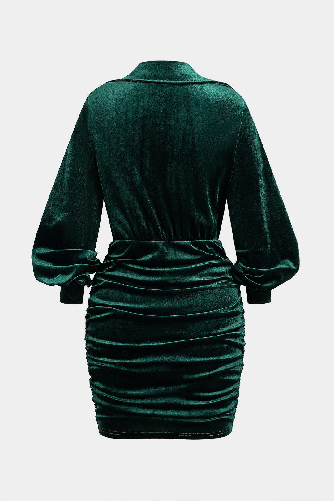 Draped Cowl Neck Velvet Long Sleeve Mini Dress - Weenar