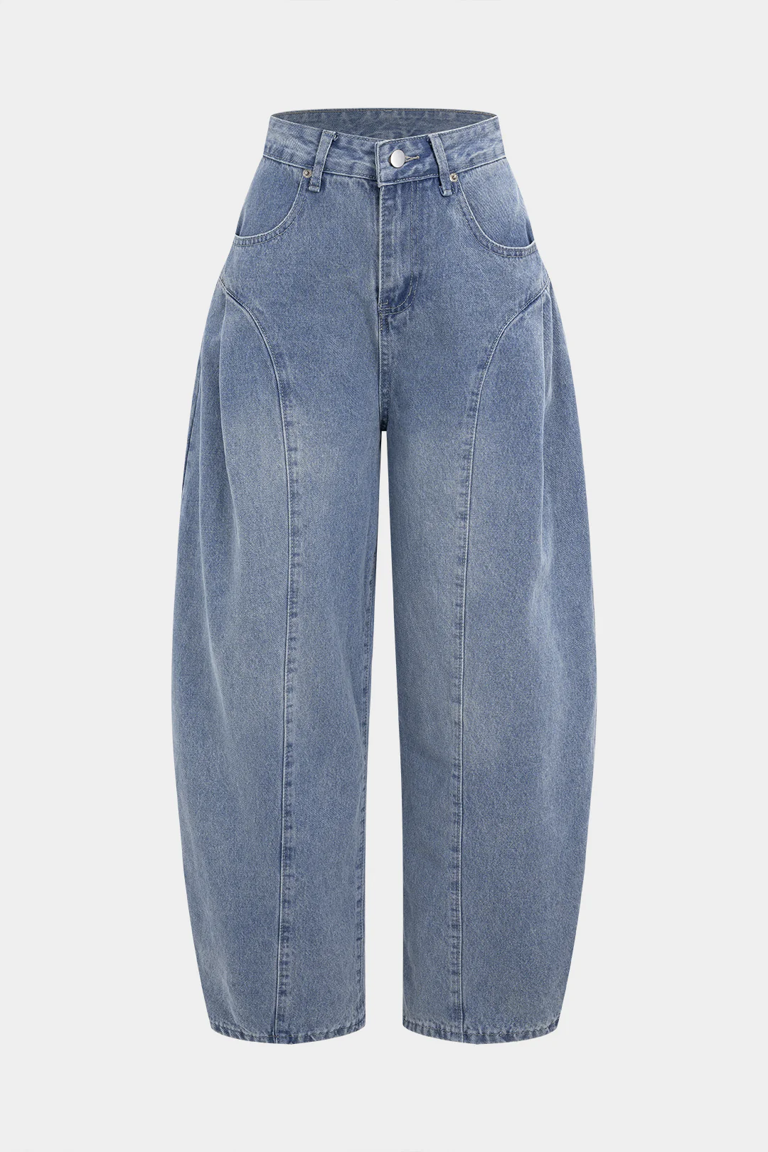 Denim Pocket Ruched High Waist Jeans - Weenar