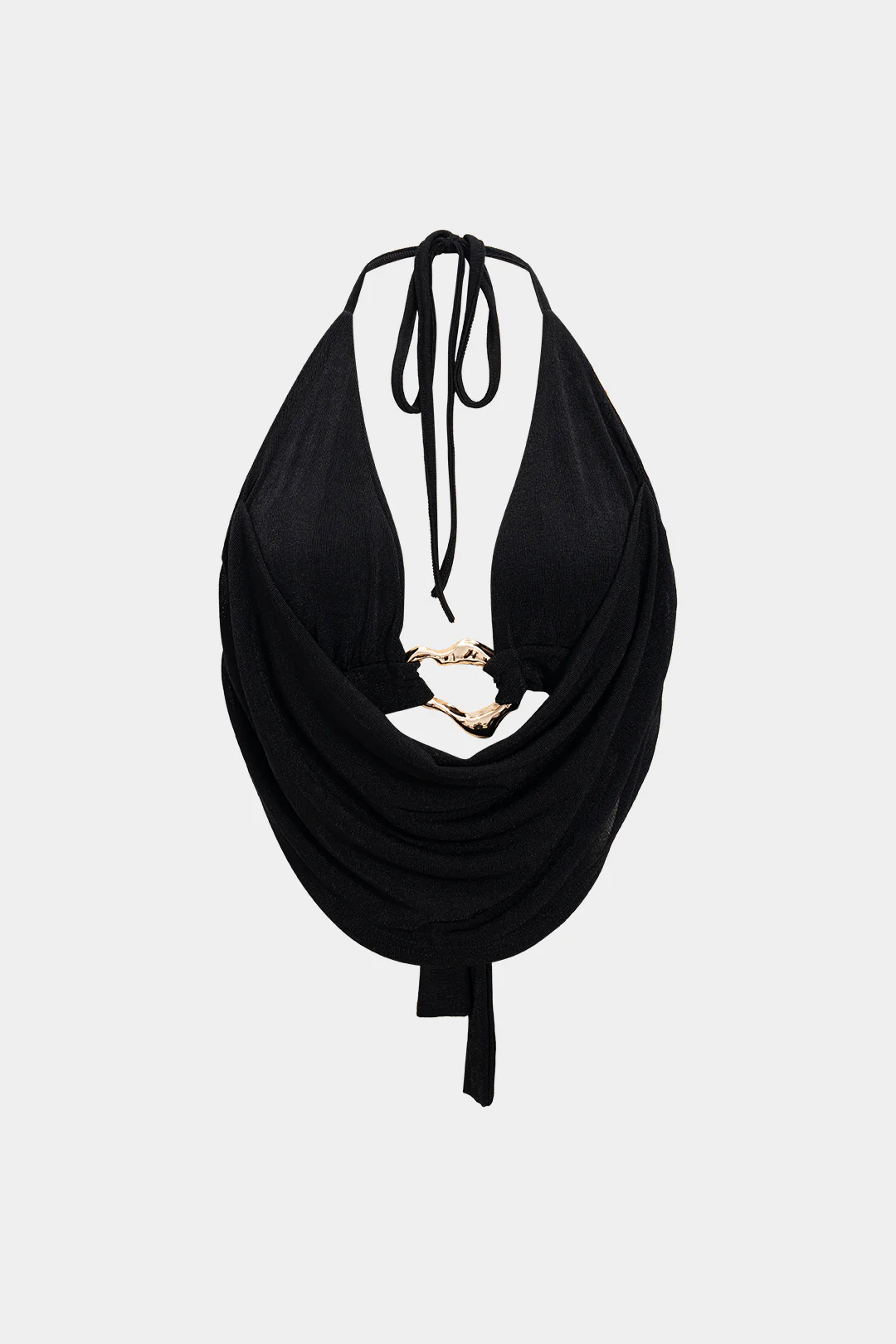 Metallic Decor Cowl Neck Halter Tie-Up Cami Top - Weenar