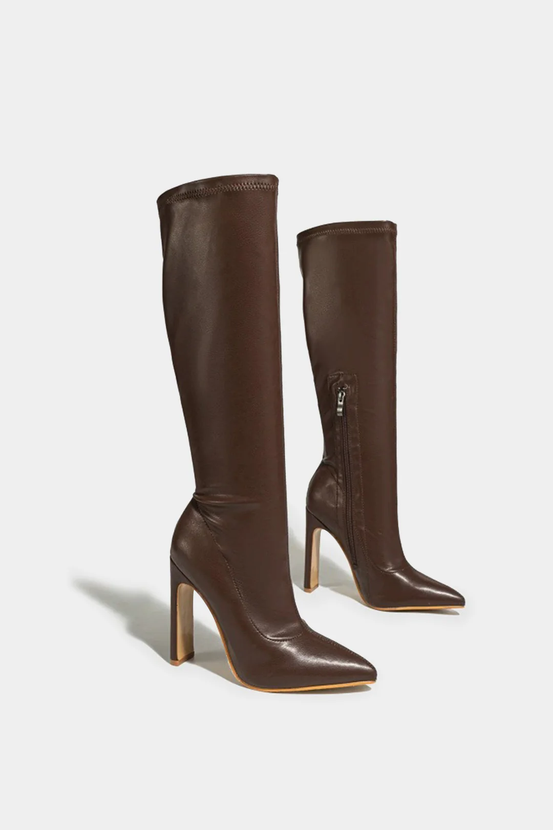 Pointed Zipper Knee High Boots - Weenar