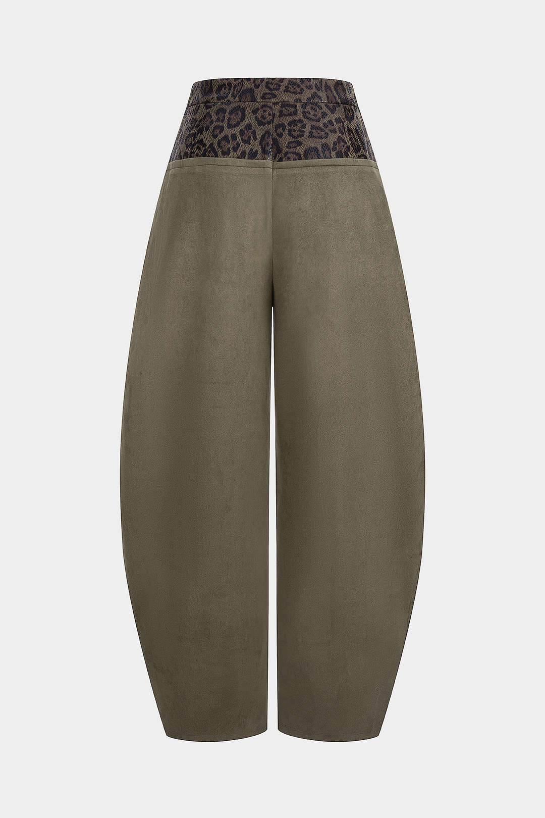 Leopard Snake Skin Print Faux Leather Suede Patchwork Wide Leg Pants - Weenar