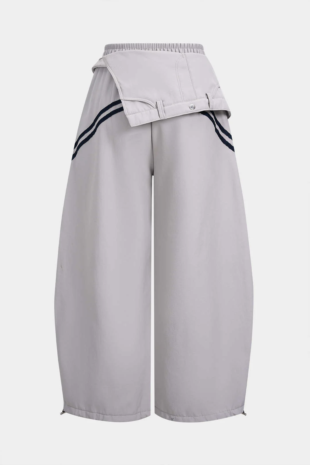 Contrast Embroidery Asymmetrical Drawstring Pants - Weenar