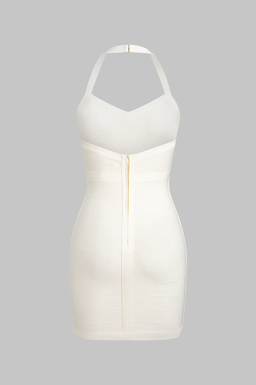 Halter V-Neck Buckle Backless Sleeveless Mini Dress - Weenar