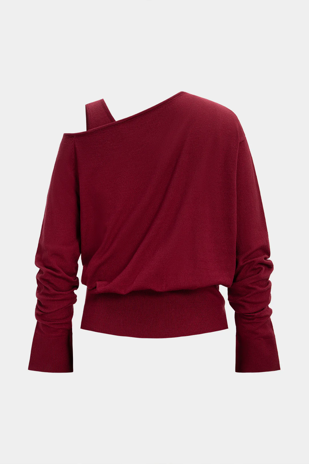 Knit Asymmetrical Long-Sleeve Top - Weenar