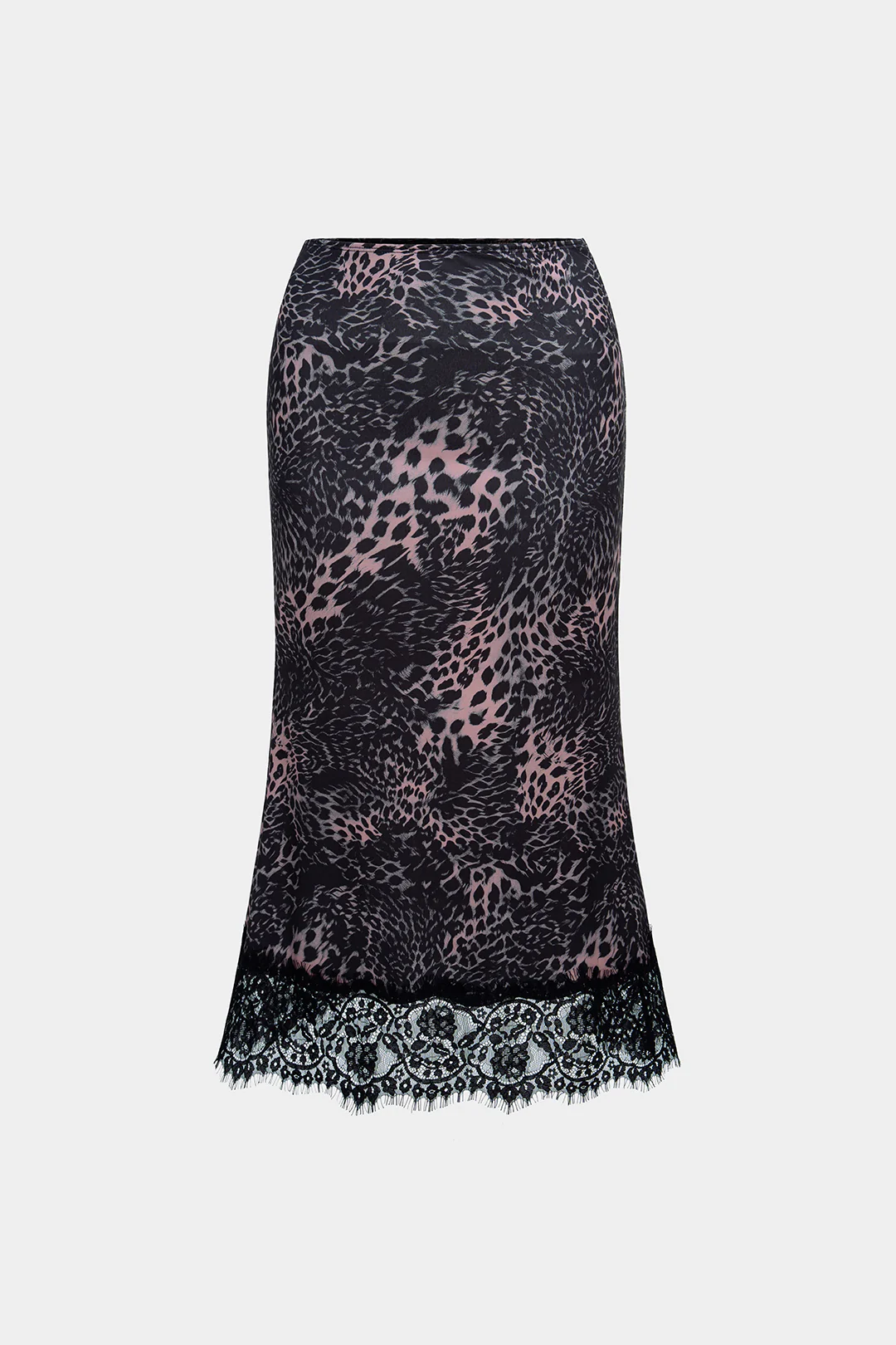 Leopard Print Mesh Patchwork Lace Trim Skirt - Weenar