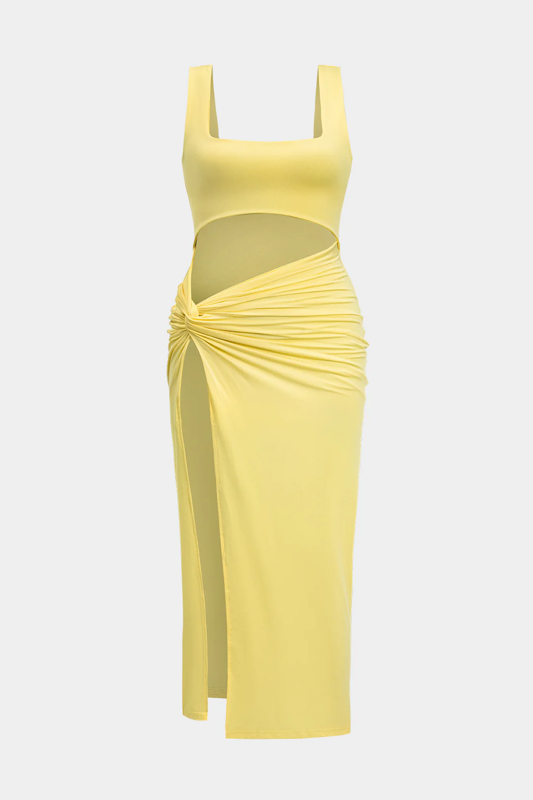Plus Size Slit Twist Knot  Midi Dress - Weenar