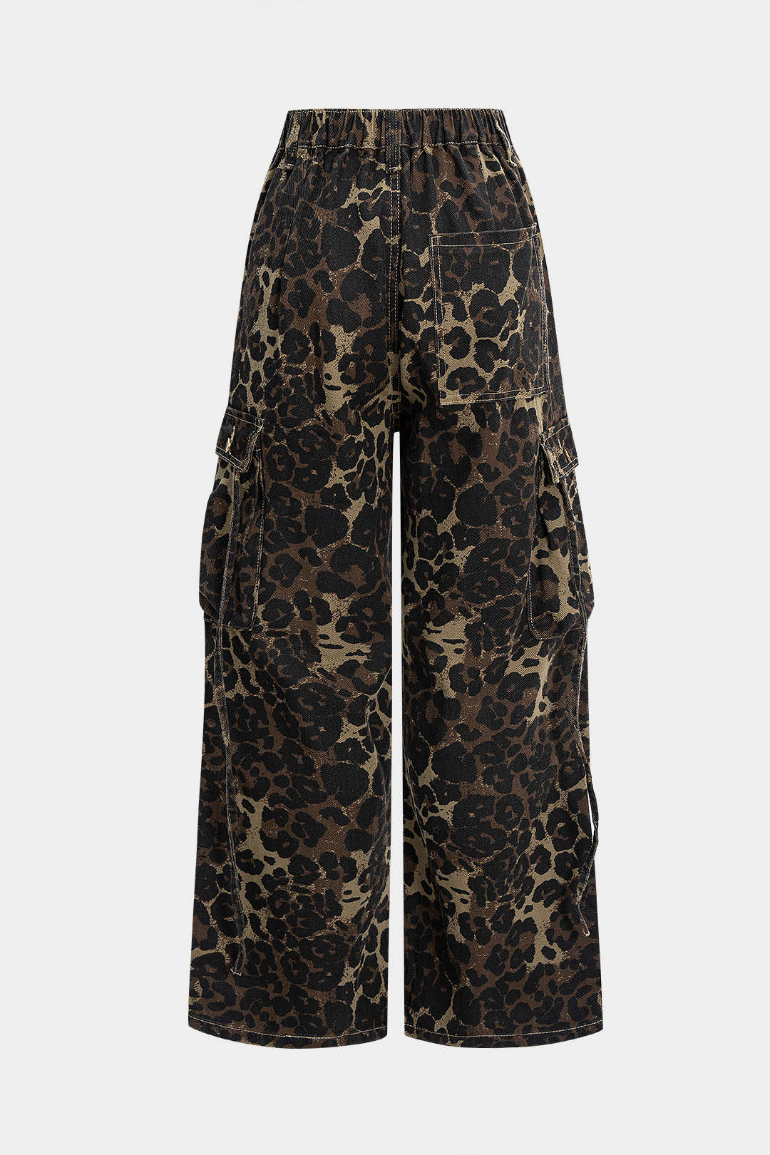 Denim Leopard Print High Waist Wide Leg Jeans - Weenar