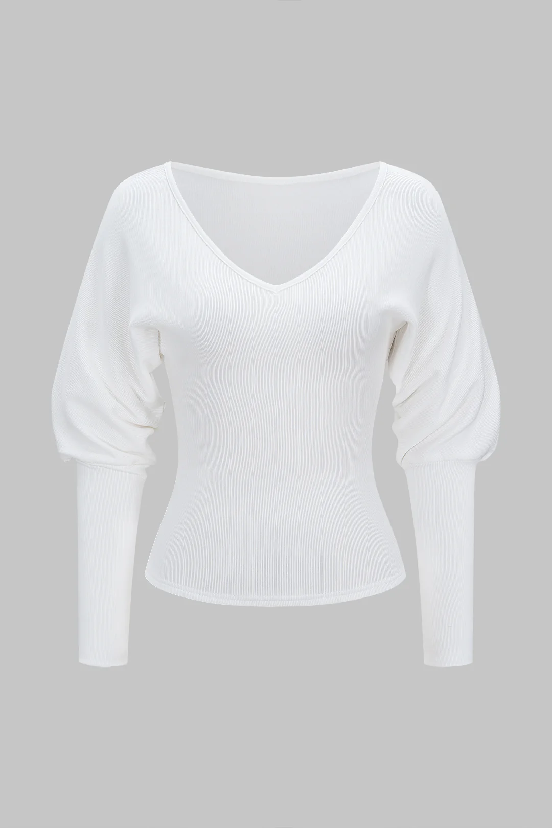 V-Neck Ruched Long-Sleeve Sweatshirt - Weenar