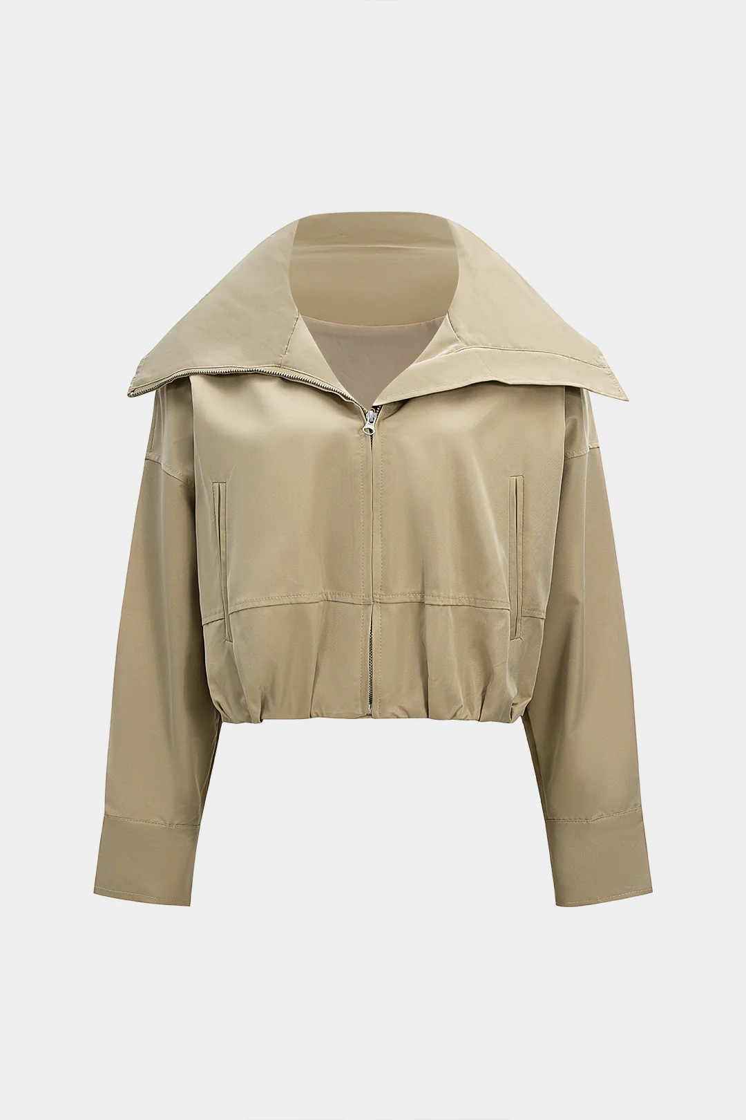 Lapel Zipper Cropped Jacket - Weenar