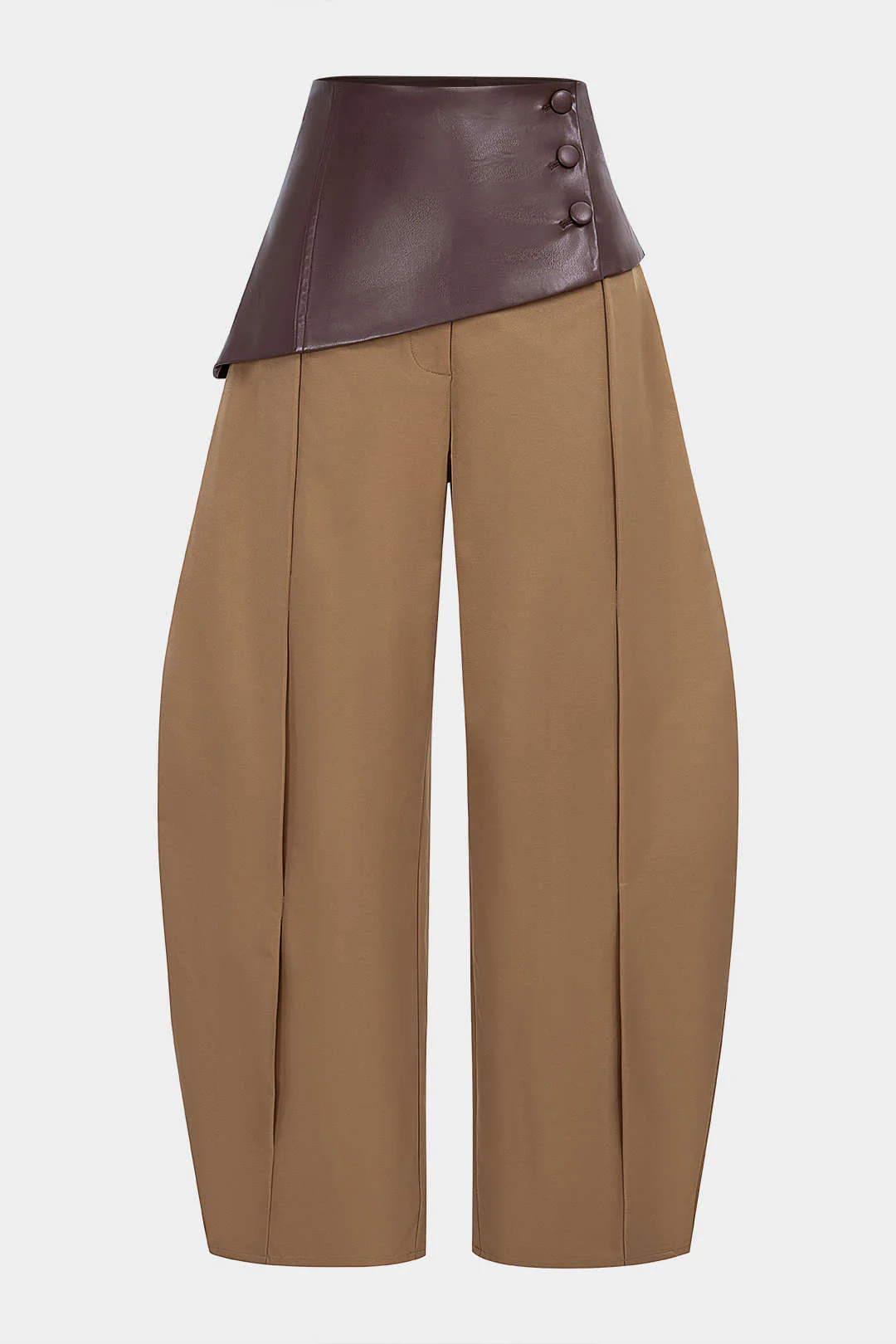 Faux Leather Patchwork Asymmetrical High Waist Pants - Weenar
