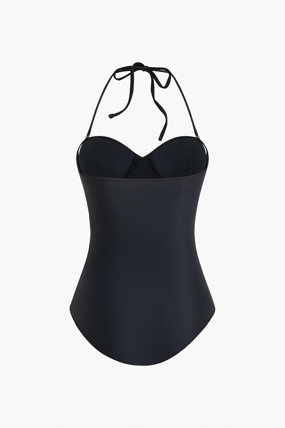 Contrast Print Halter Neck Tie Up One-Piece Swimsuit - Weenar