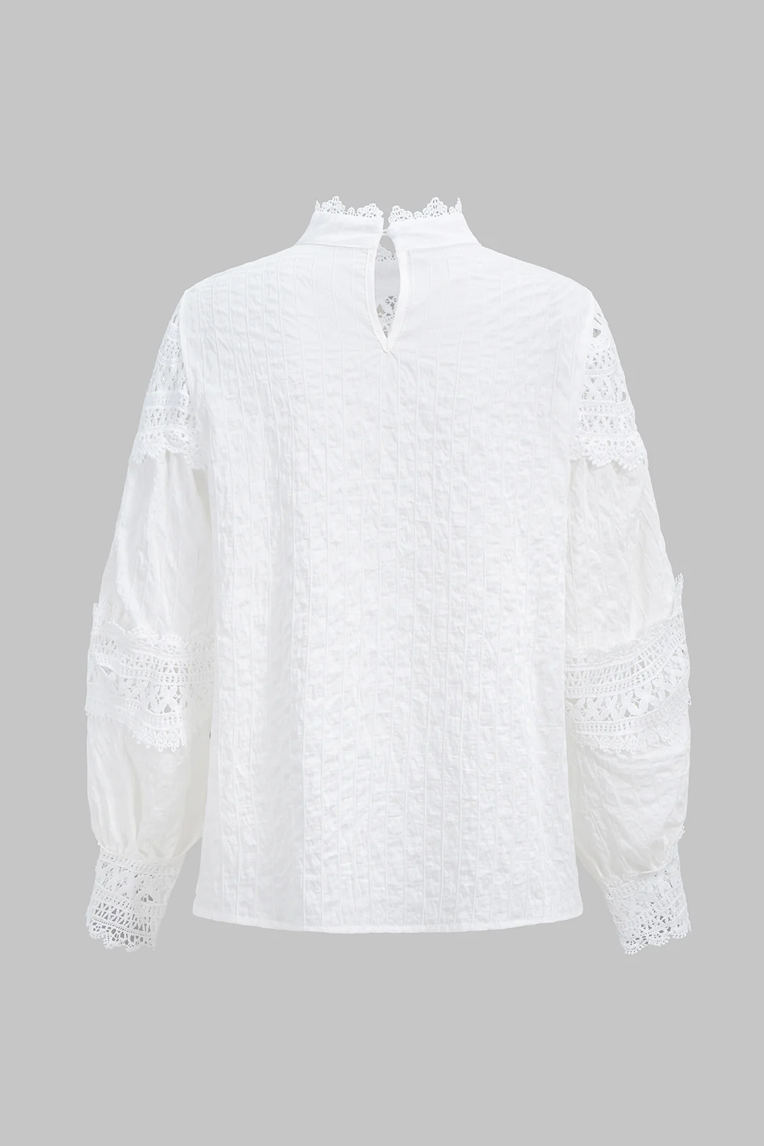 Lace Trim Cut Out Bell Long-Sleeve Shirt - Weenar