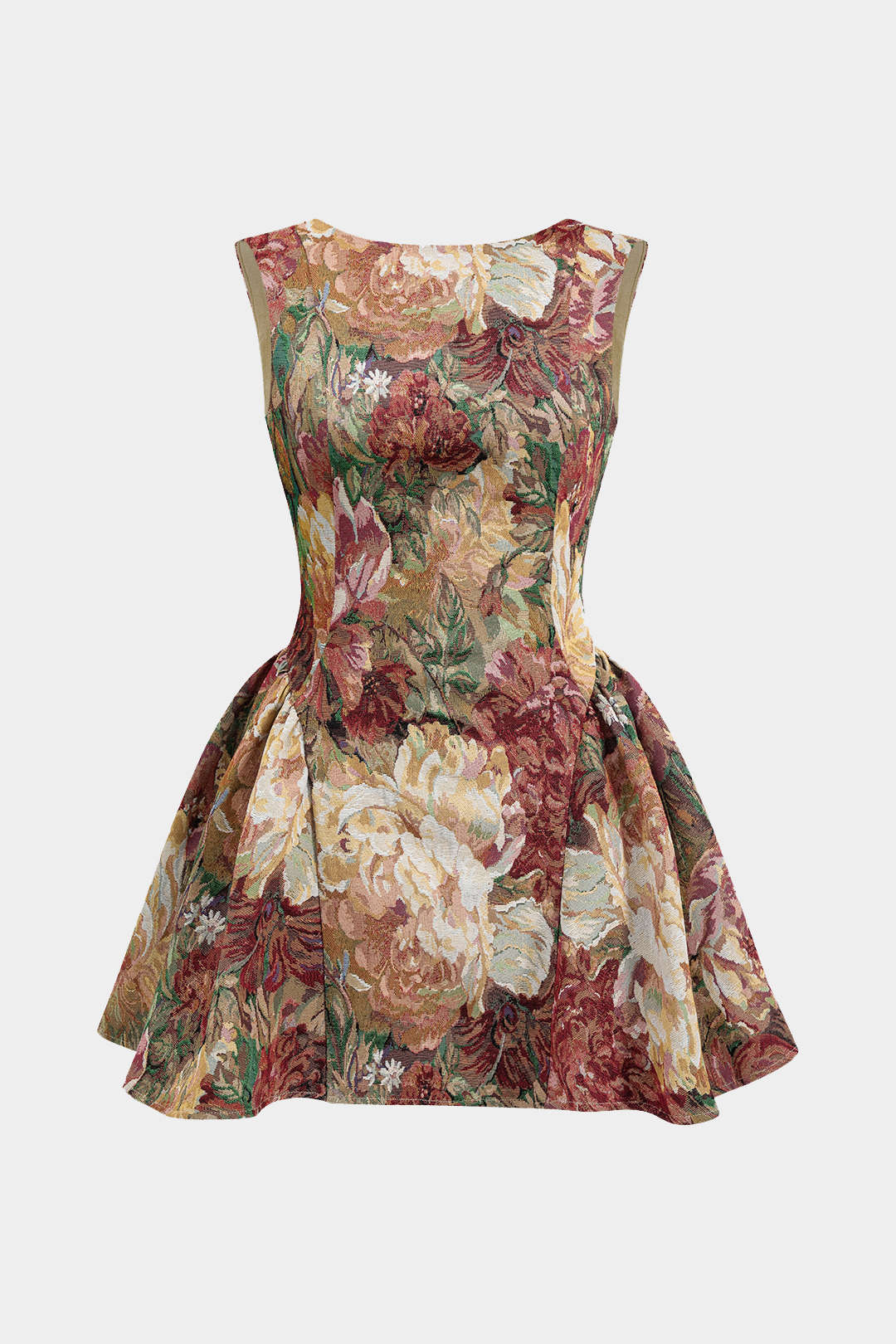 Jacquard Ruched Sleeveless Mini Dress - Weenar