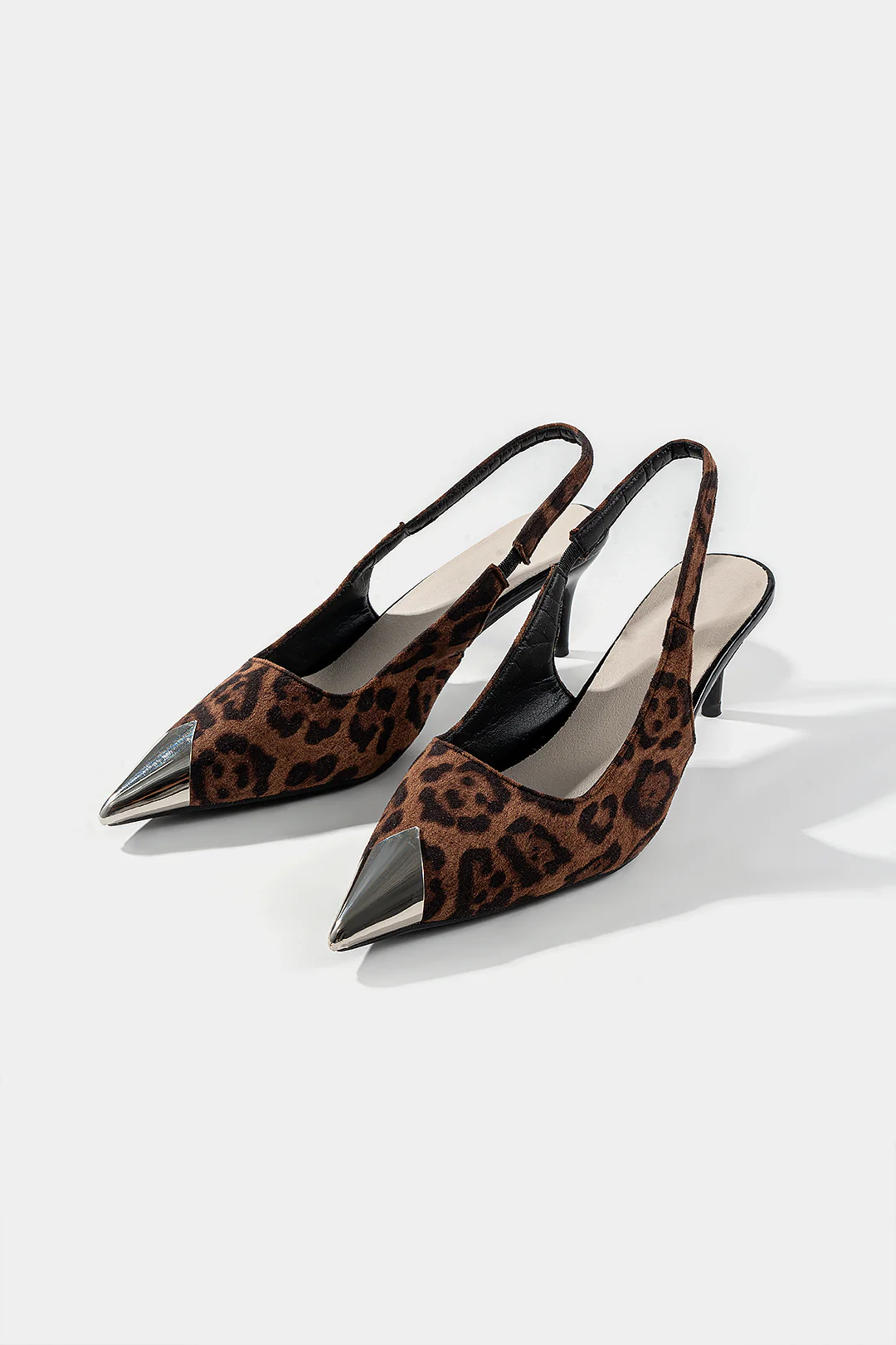 Leopard Metallic Pointed Toe Heels - Weenar