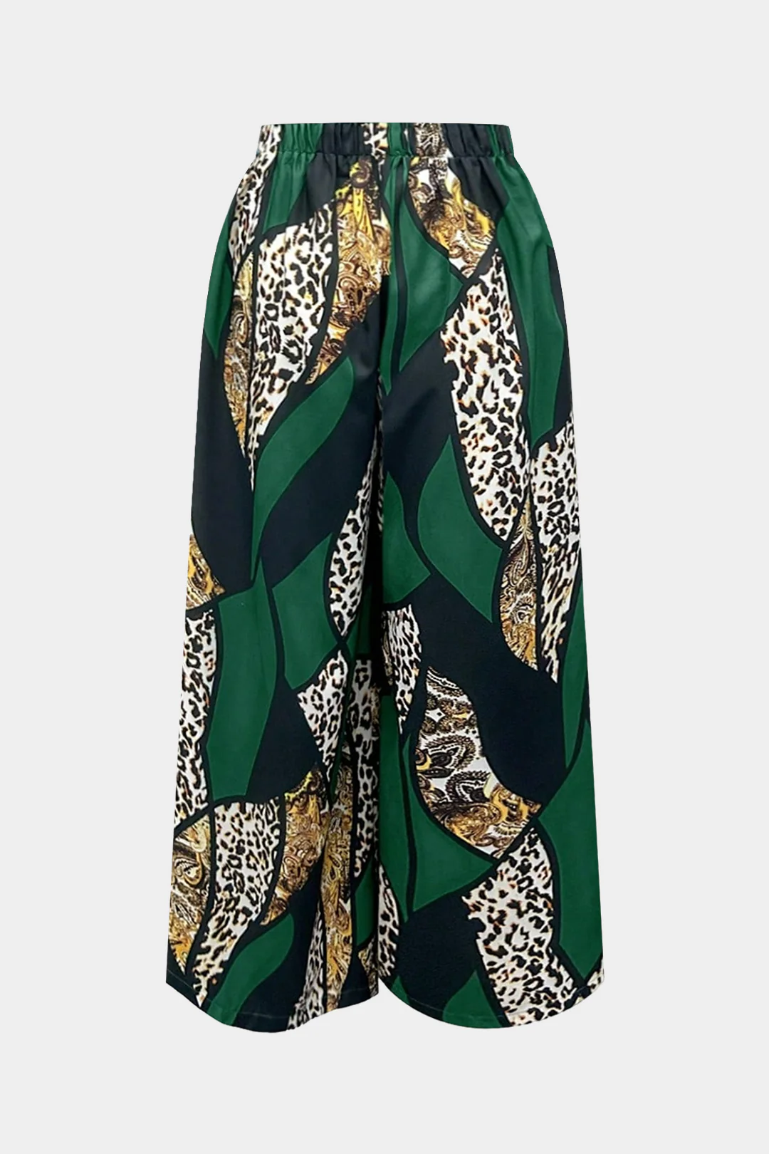 Plus Size Abstract Print Wide Leg Pants - Weenar