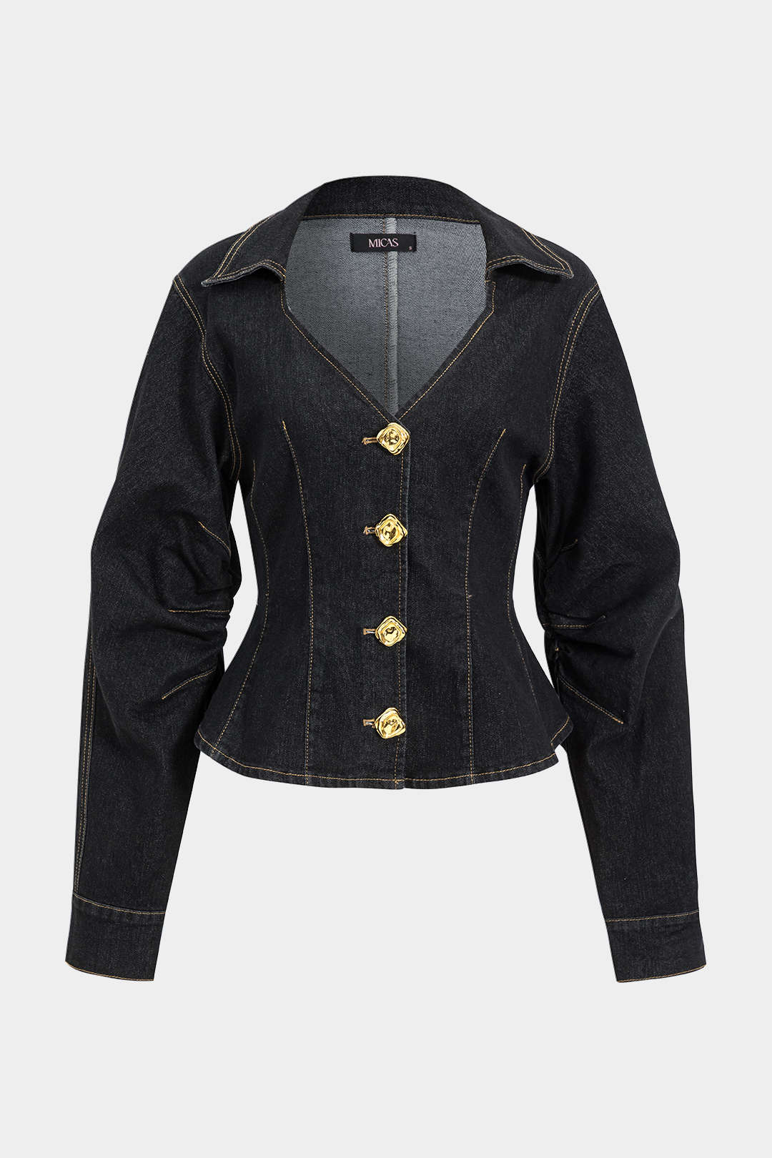 Denim Metallic Button Outerwear - Weenar