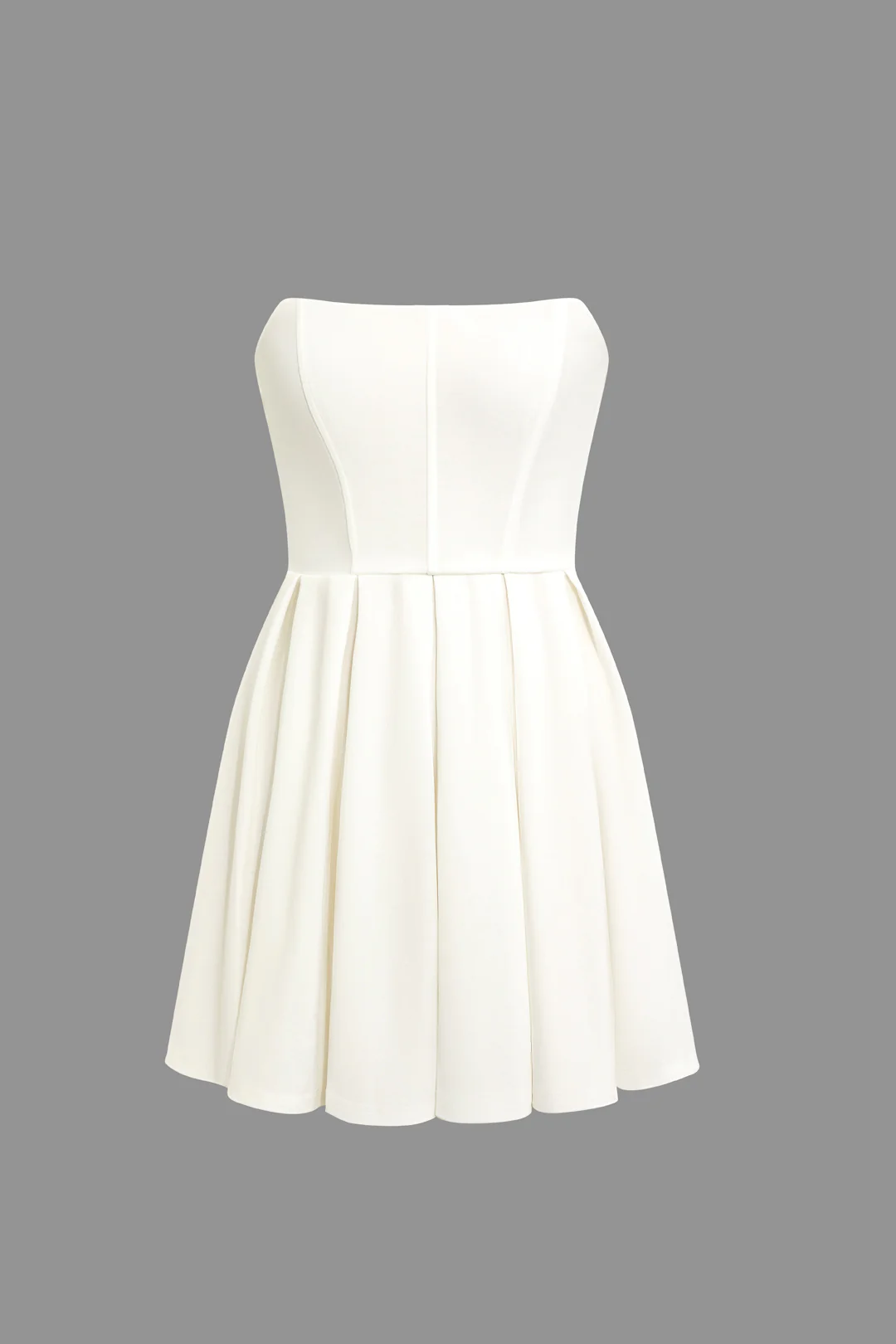 Solid Ruched Strapless Sleeveless Mini Dress - Weenar