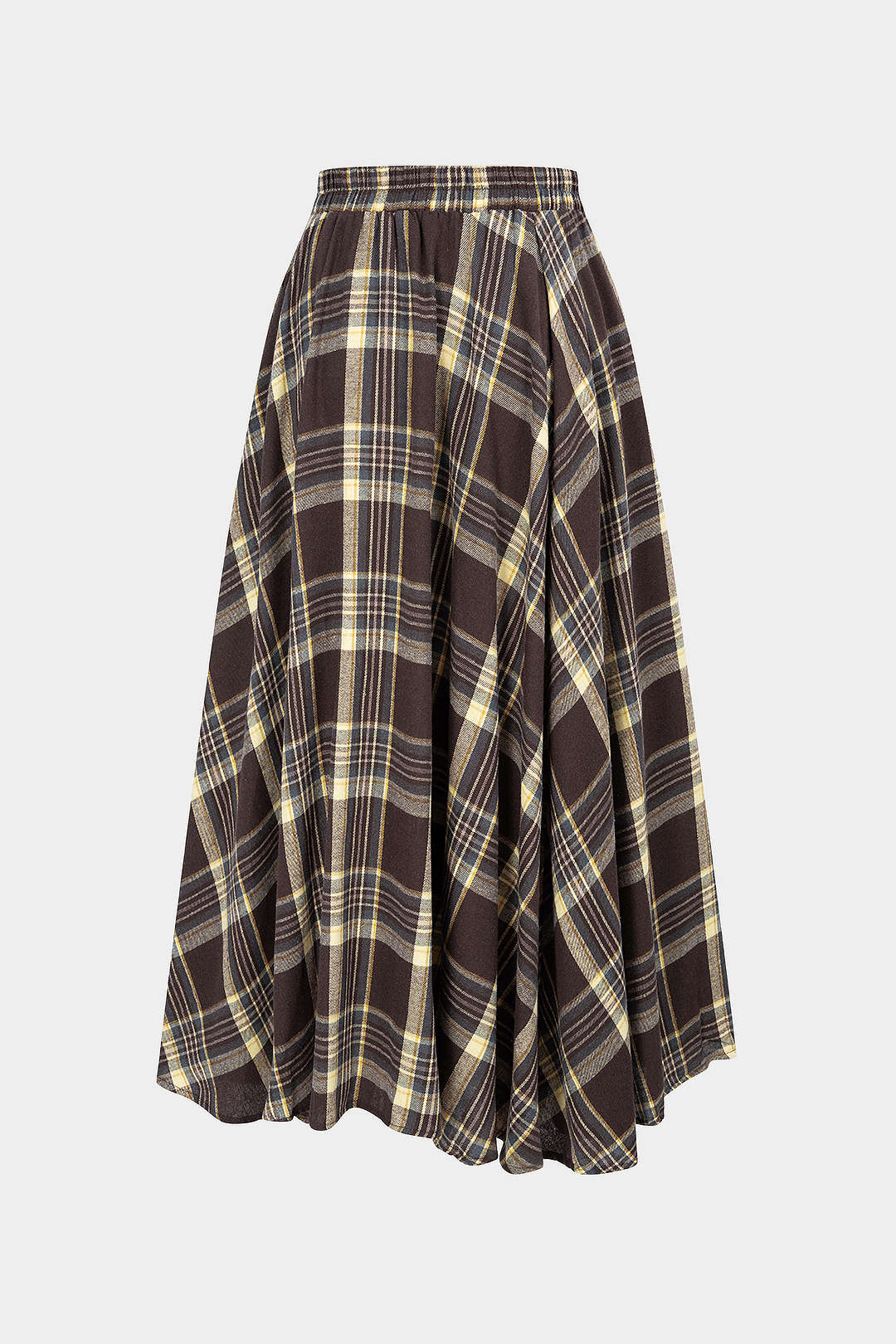 Plaid Print Irregular Hem High Waist Skirt - Weenar
