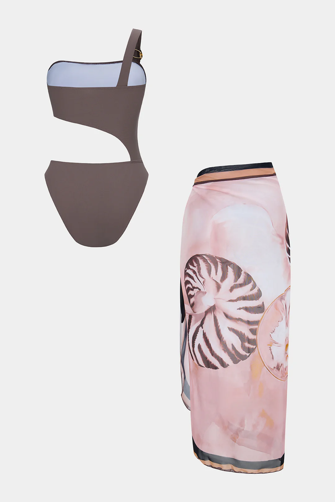 Artistic Print One Shoulder Tie-Up Cut Out Bikini Set - Weenar