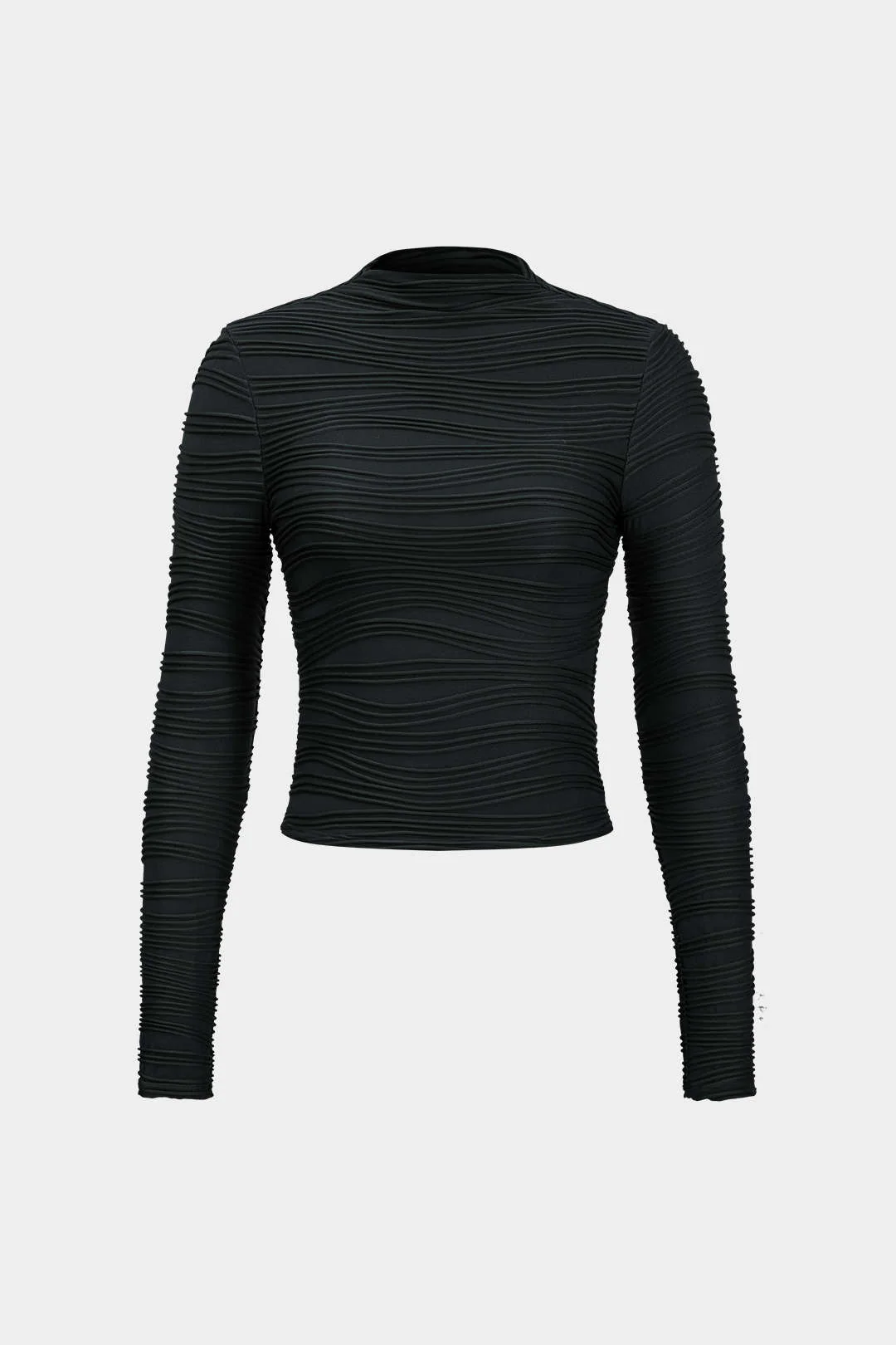 Basic Textured Long-Sleeve Top - Weenar