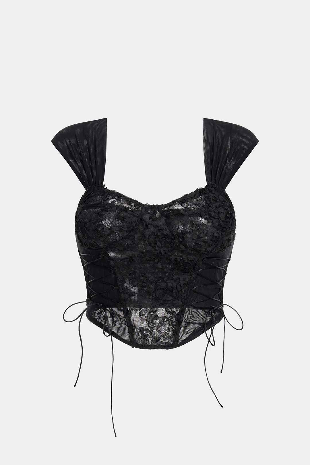 Mesh Tie-Up Smocked Tank Top - Weenar
