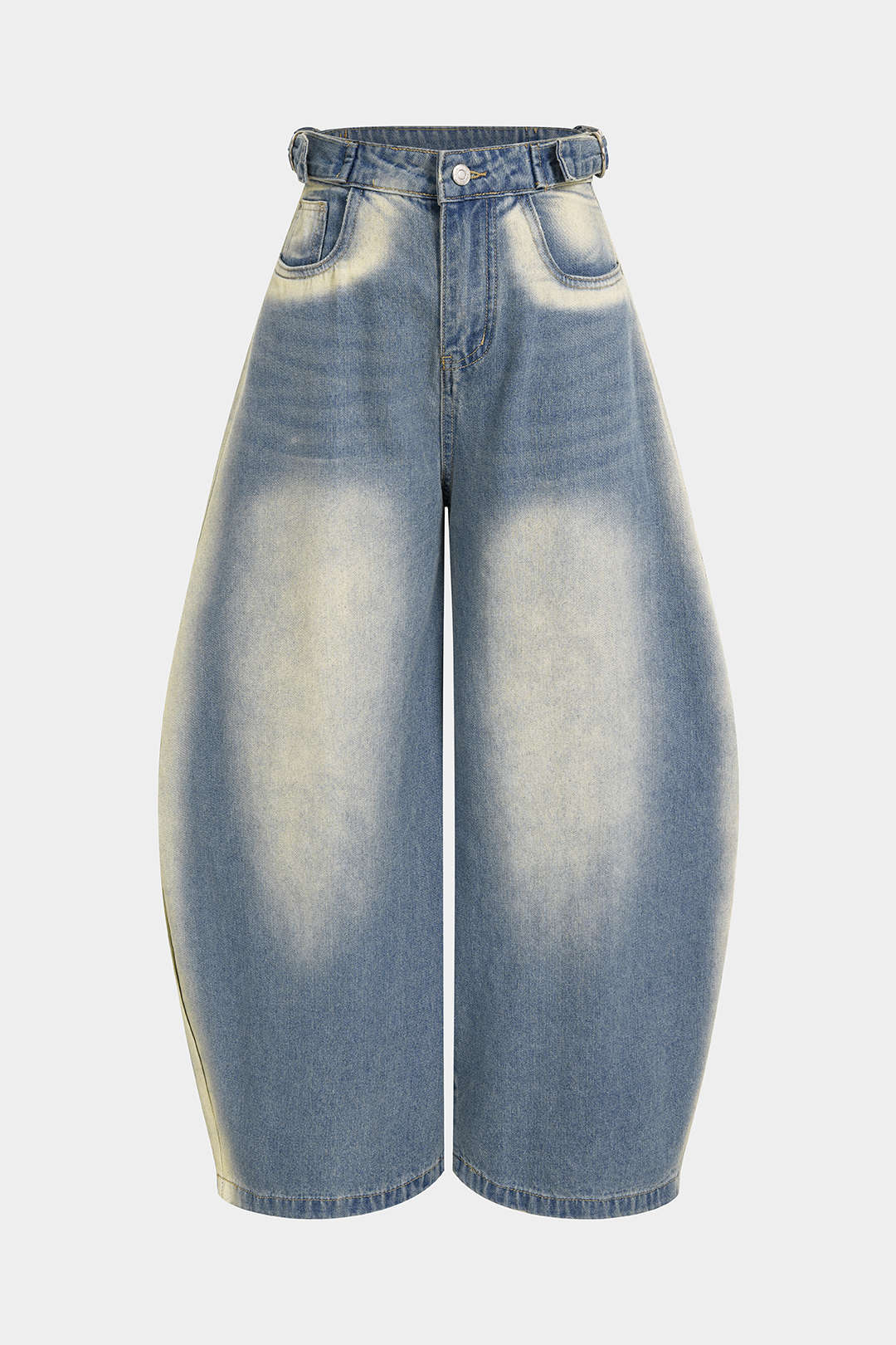 Denim Washed Pocket Wide Leg Jeans - Weenar
