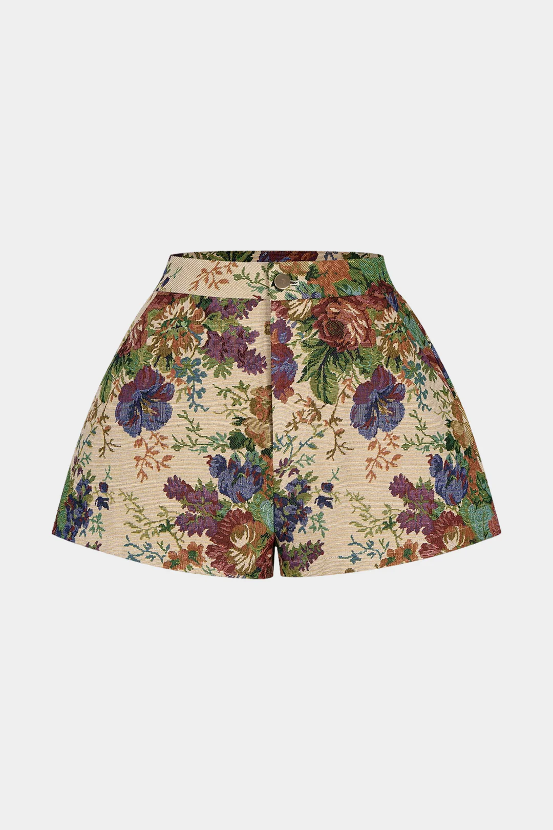 Plus Size Jacquard Button High Waist Shorts - Weenar