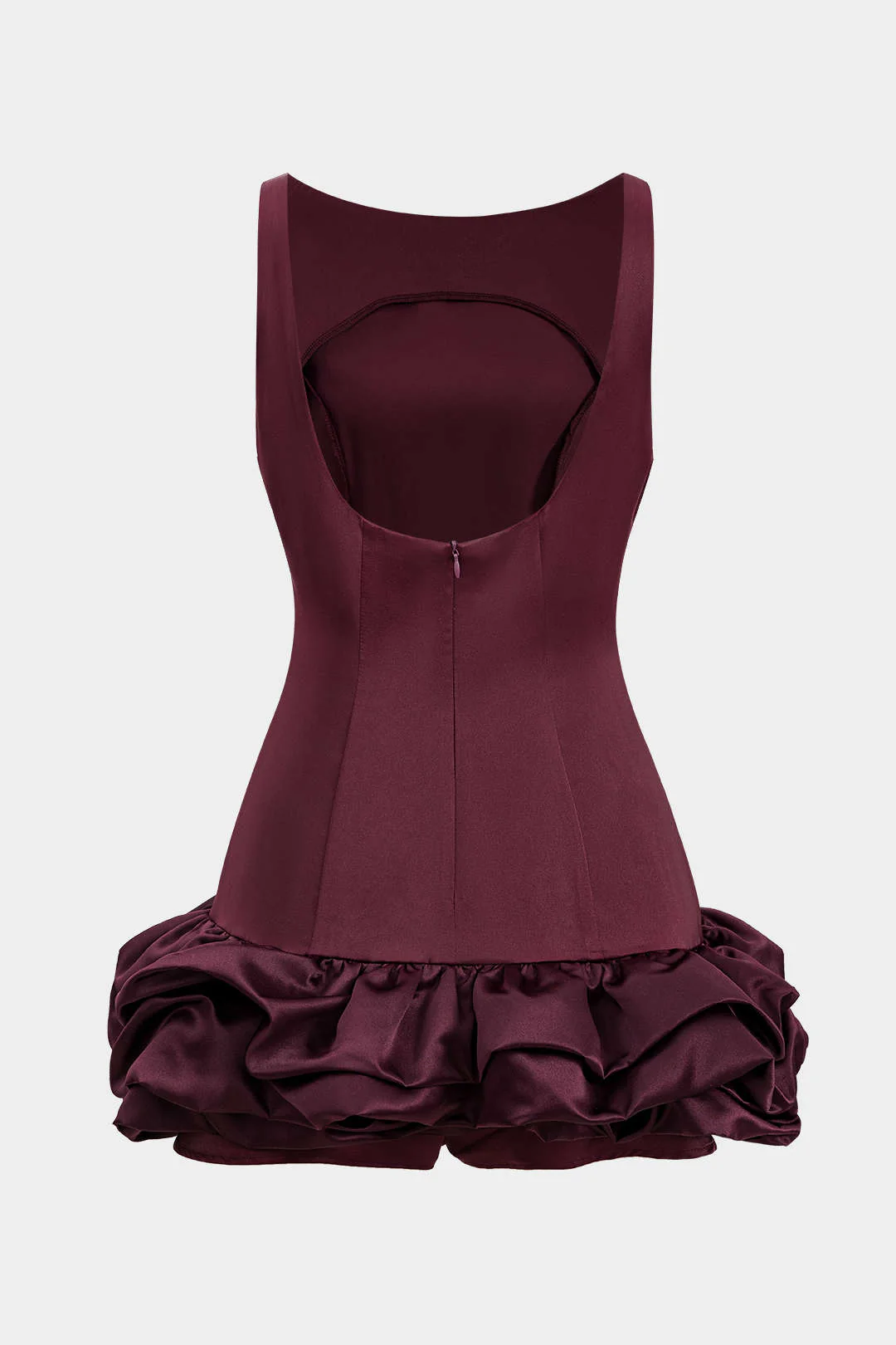 Satin Ruffle Hem Sleeveless Mini Dress - Weenar