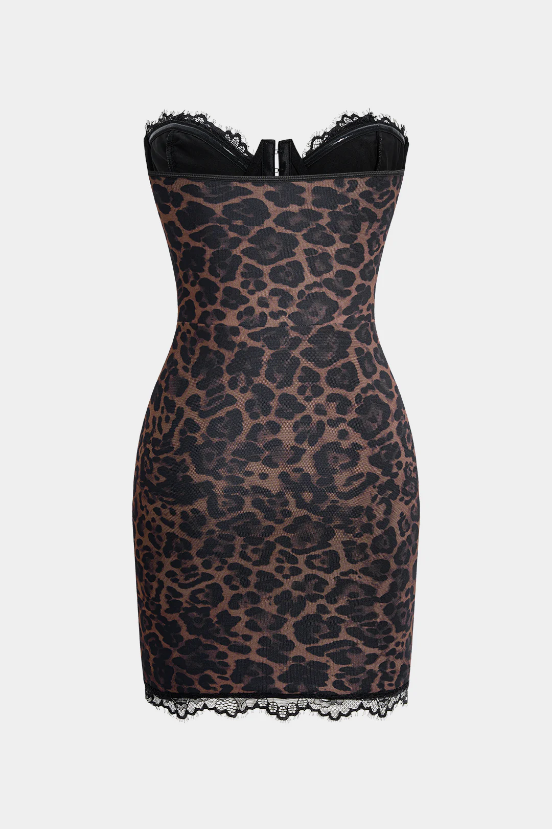 Leopard Print Patchwork Wrap Strapless Sleeveless Mini Dress - Weenar