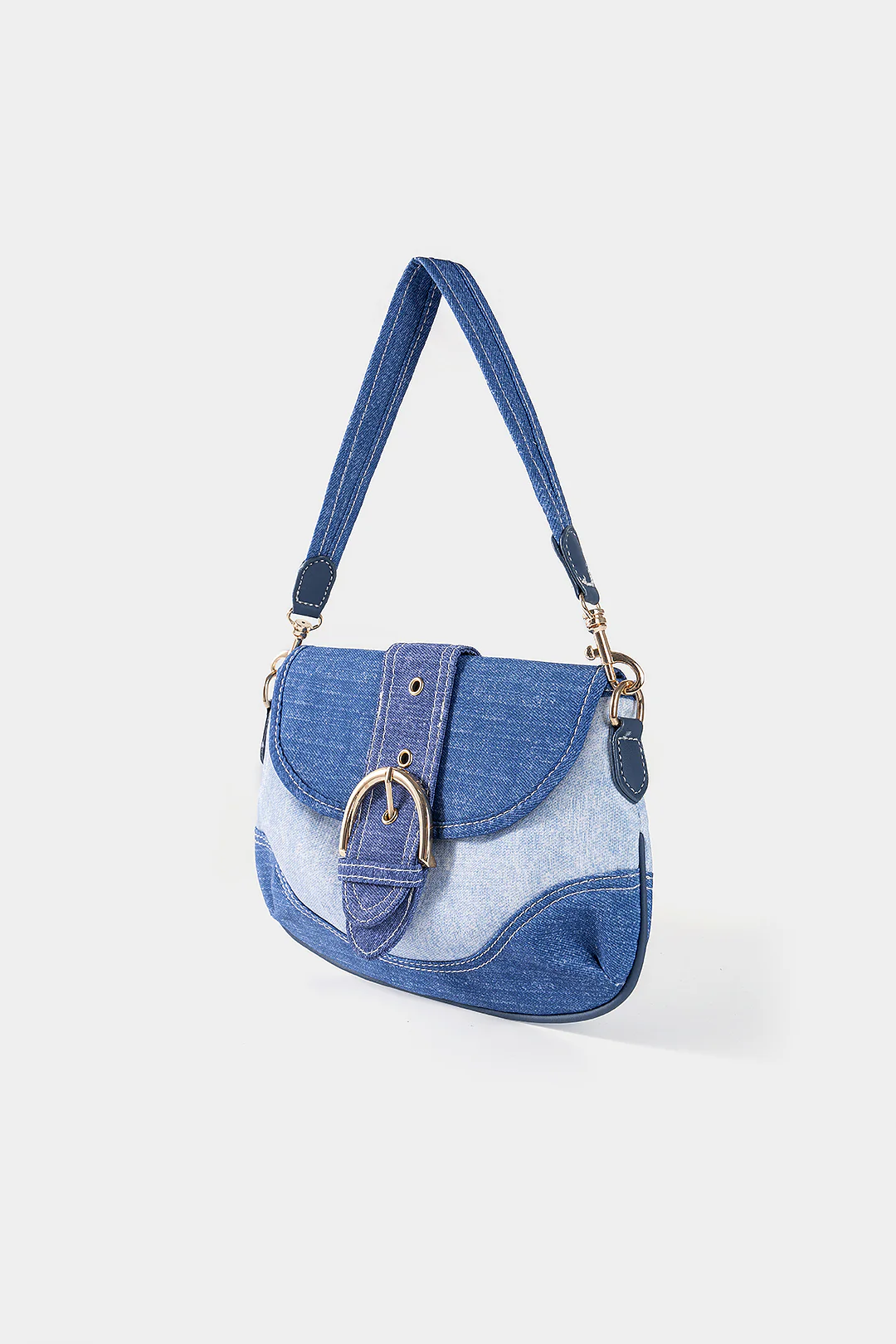 Denim Patchwork Shoulder Bag - Weenar
