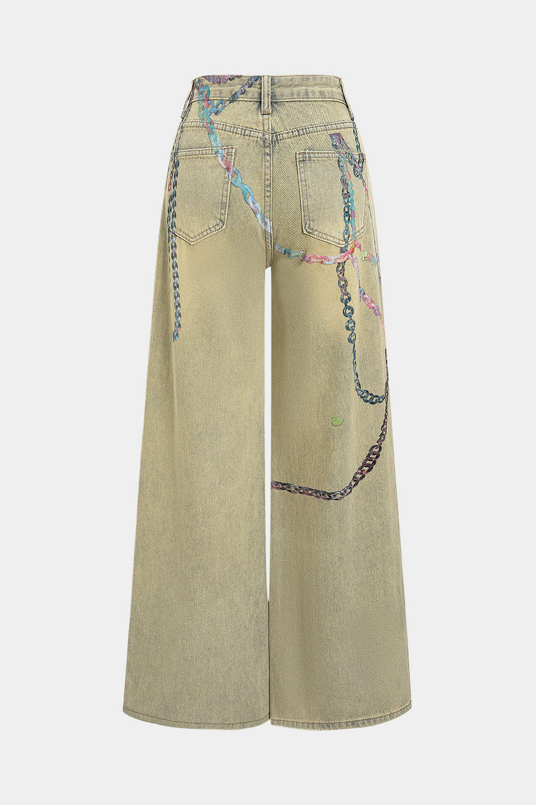 Denim Illusion Chain Pattern Straight Leg Jeans - Weenar