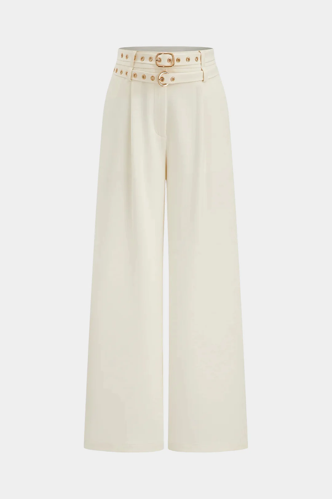 Double Belted Wide Leg Pants - Weenar