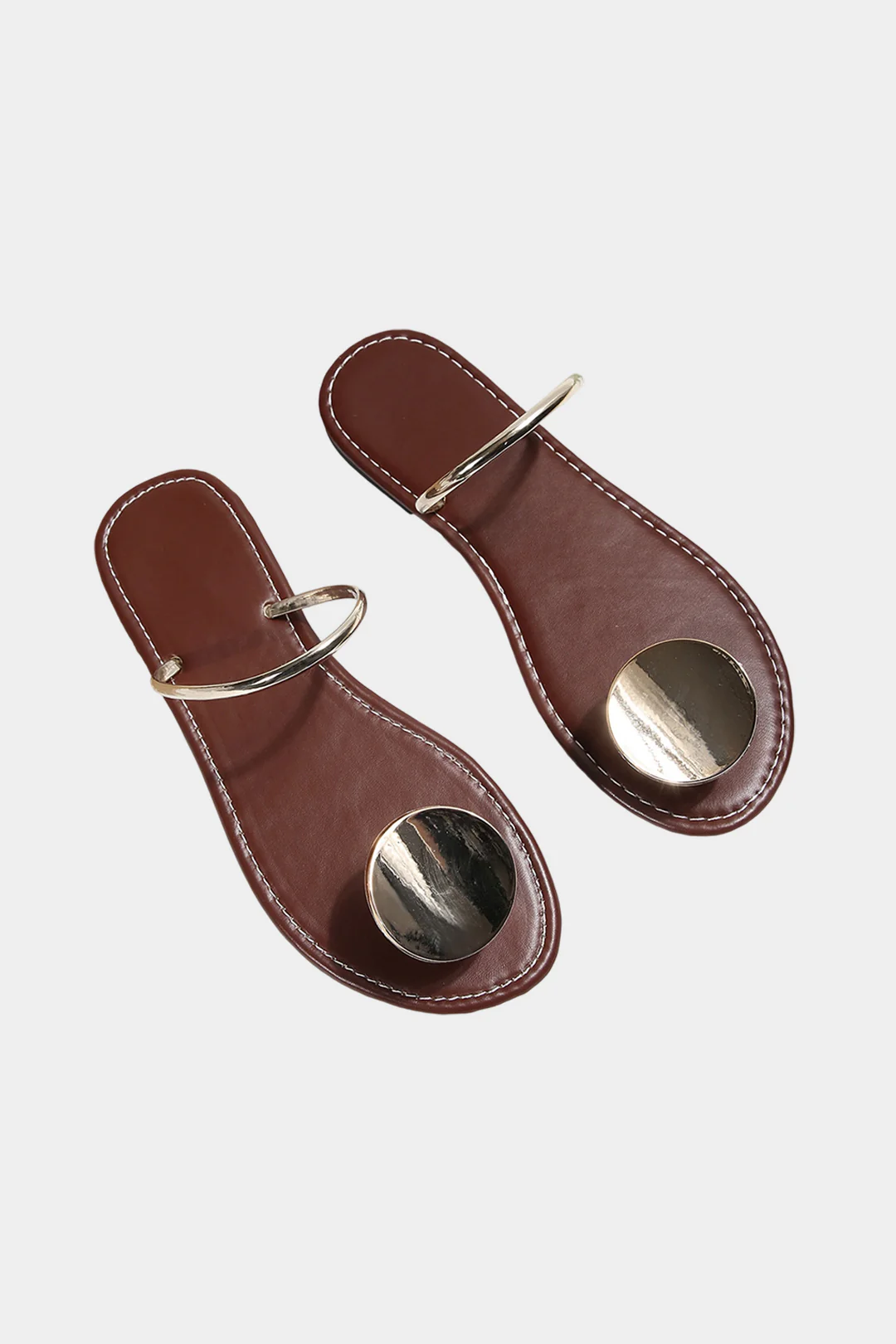 Metallic Round Decor Ring Sandals - Weenar