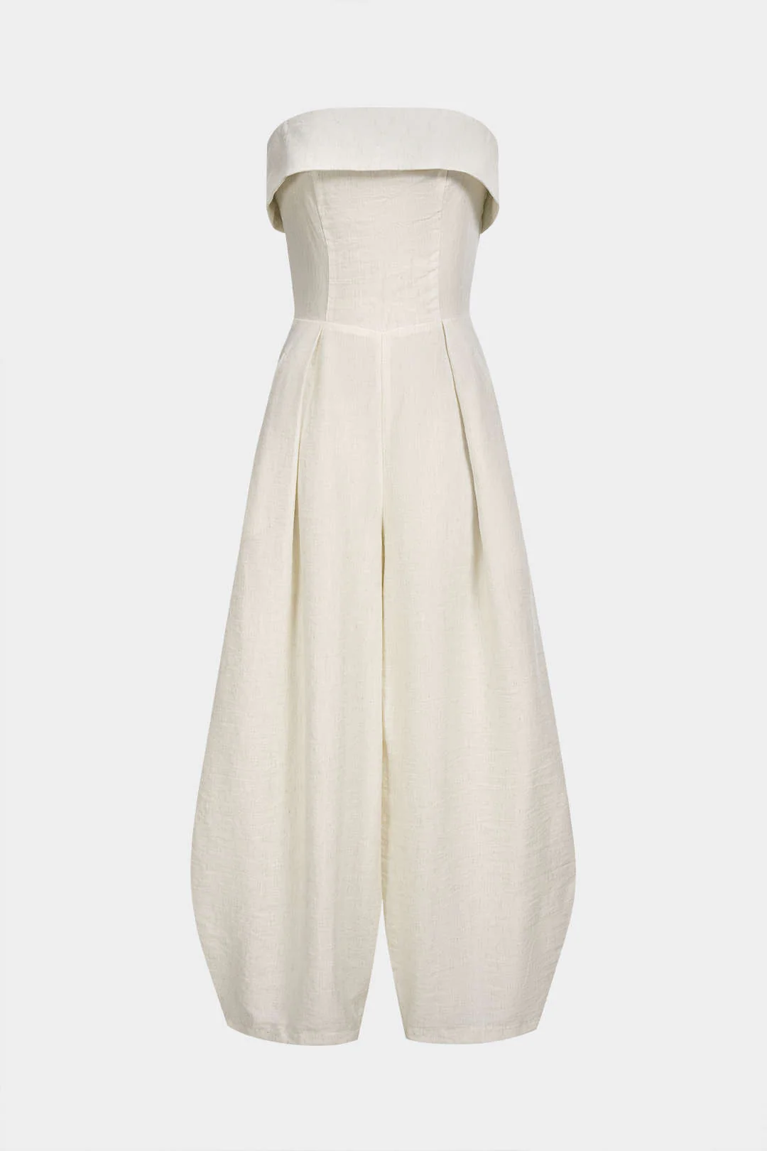 Solid Smocked Zipper Strapless Jumpsuit - Weenar