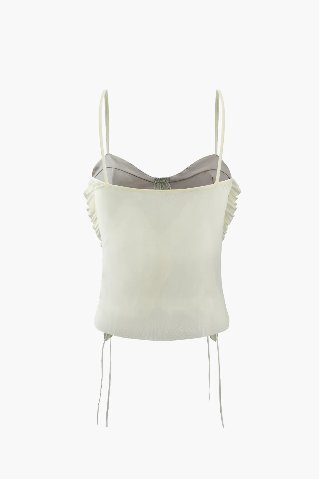 Solid Lace-Up Frill Pearl Cami Corset - Weenar