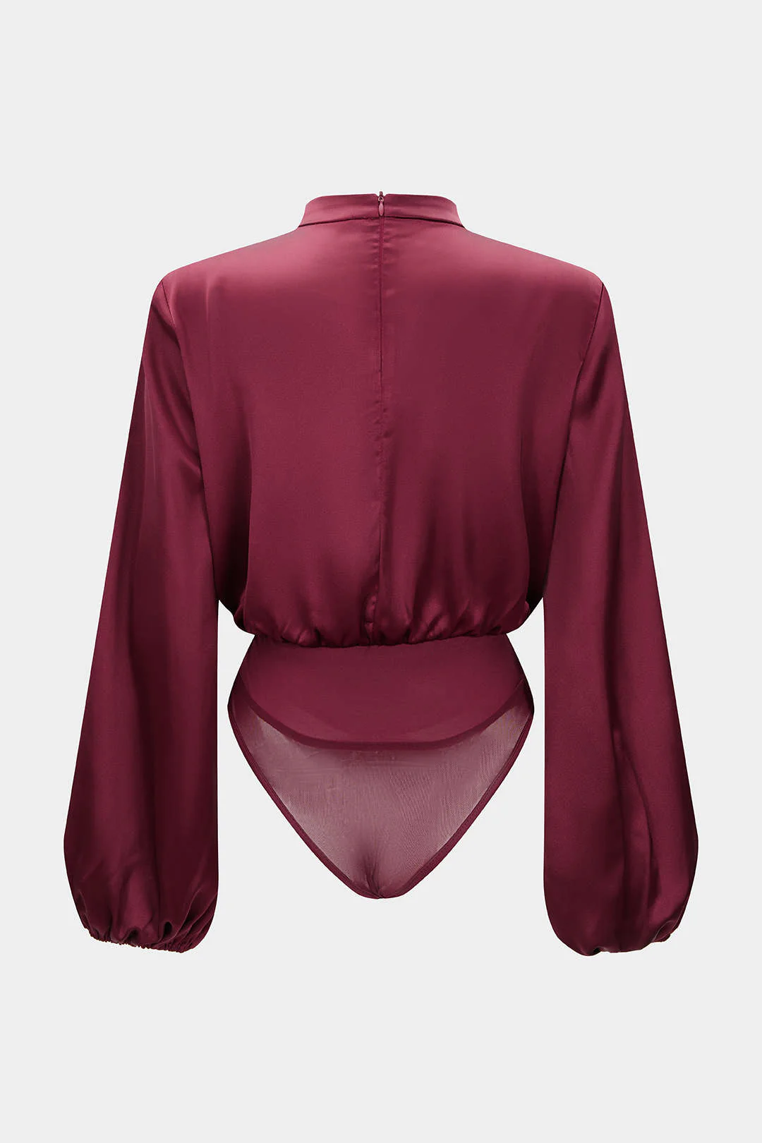 Satin Ruched Long Sleeve Bodysuit - Weenar