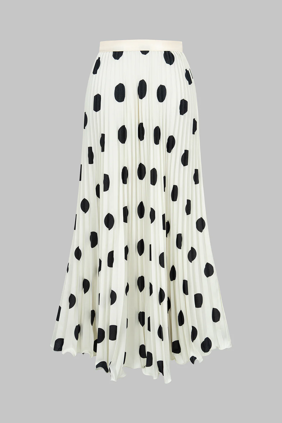 Polka Dots Print Pleated High Waist Skirt - Weenar