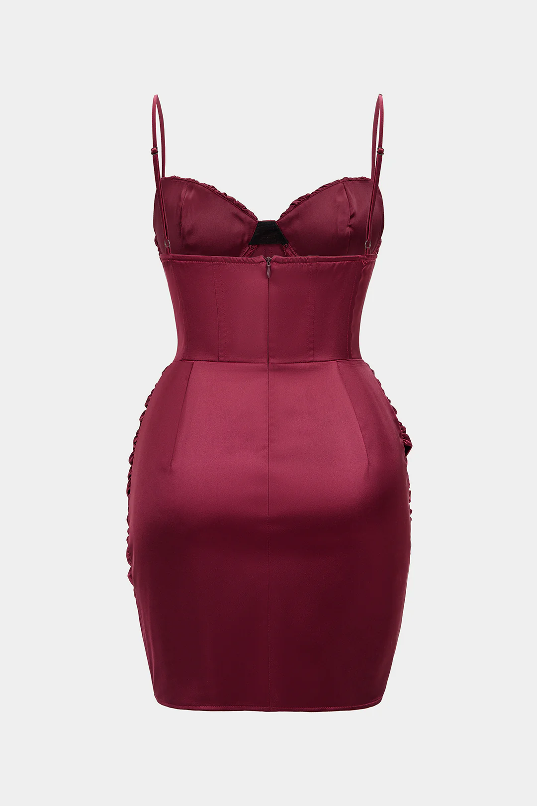 Satin Ruched Sleeveless Midi Dress - Weenar