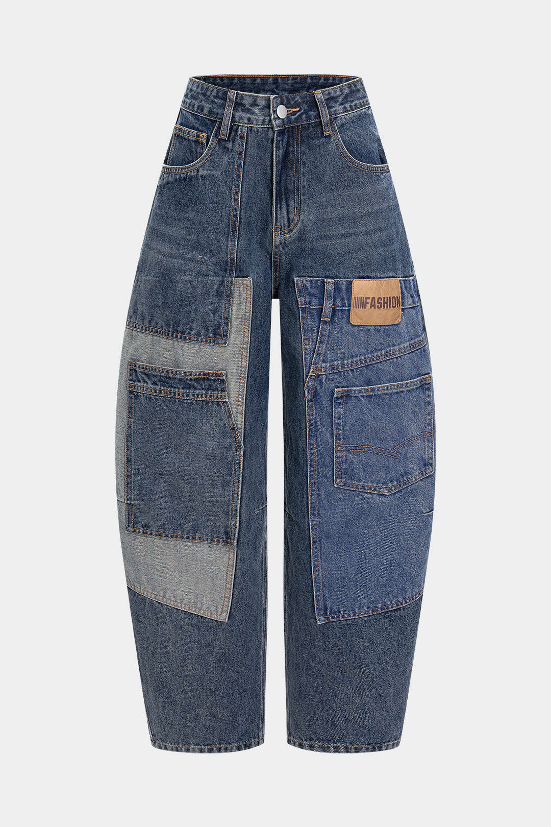 Denim Patchwork Barrel Jeans - Weenar
