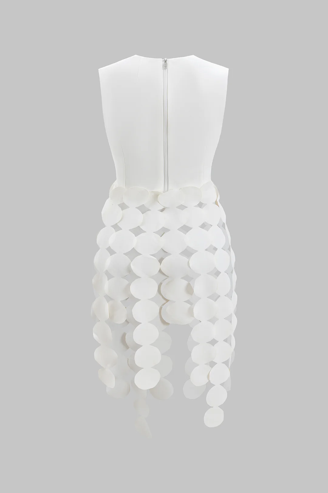 Asymmetrical Patchwork Fringe Hem Zipper Tank Top - Weenar